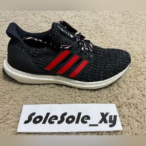 Adidas Girls Ultra Boost J (GS) Sneakers Mesh Black Red Size 4.5